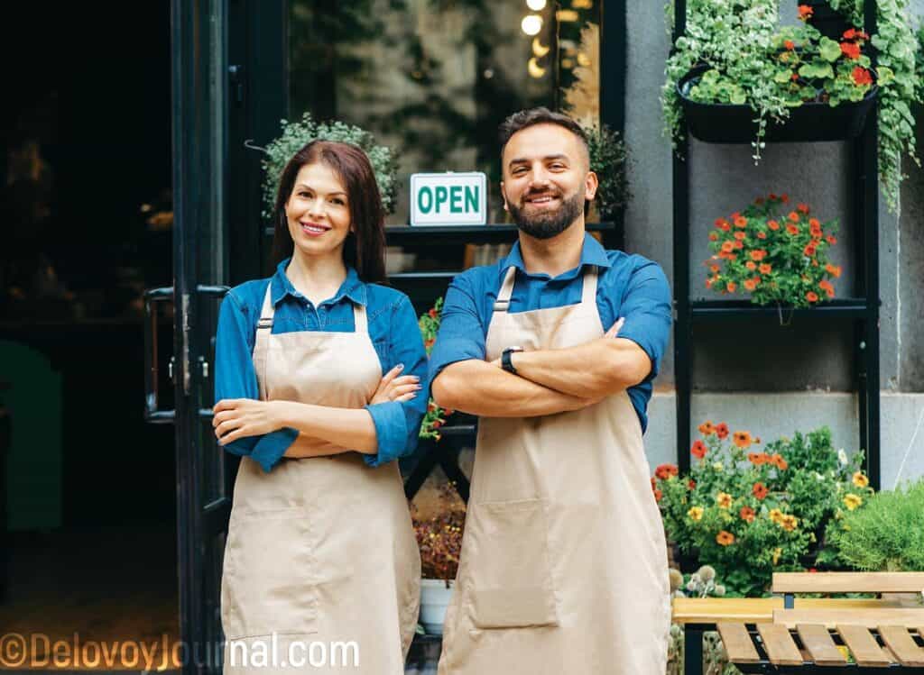 Business owners of flower shop